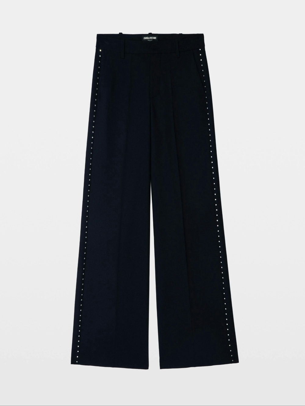 Zadig & Voltaire Panol Tailleur Strass Woven Wide-Leg Pants Rhinestones side det - Picture 2 of 14
